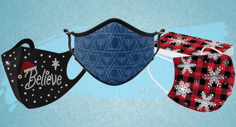 Bring some holiday cheer to your everyday outings with a holiday-themed face mask.