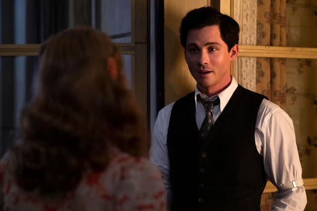 <p>Vlad Cioplea/Hulu</p> Joey King and Logan Lerman in 'We Were the Lucky Ones'