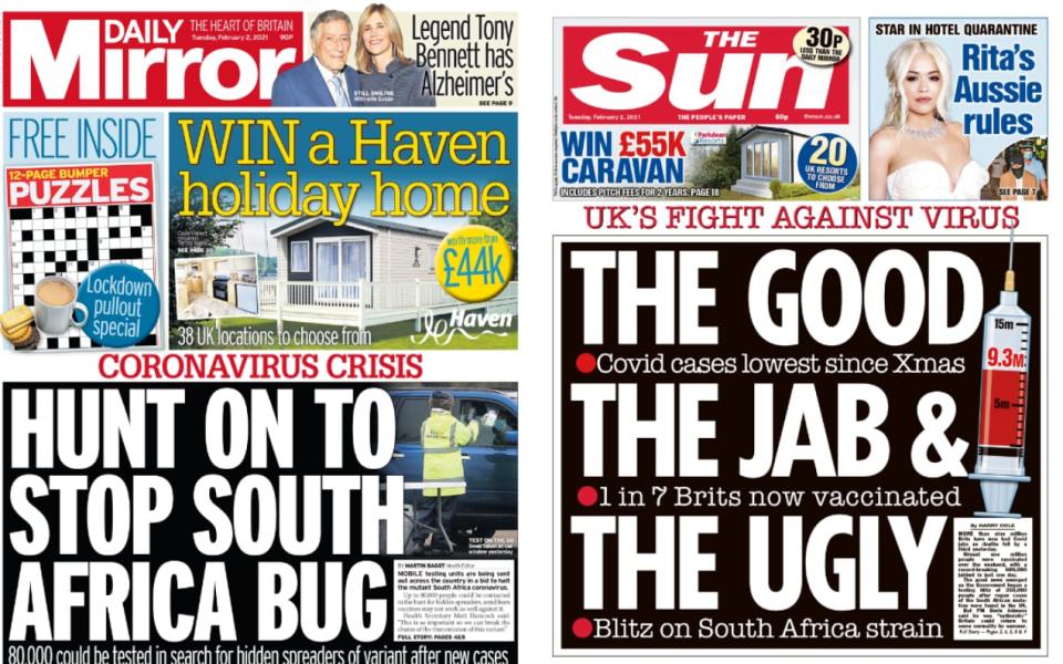 The good, the jab and the ugly: the Mirror and Sun this morning