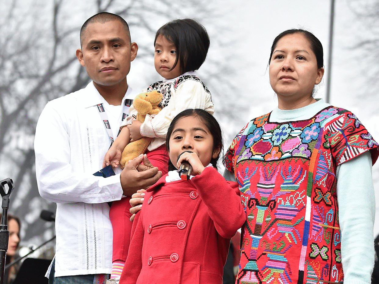 Sophie Cruz speaks onstage at the Women's March on Washington: Getty