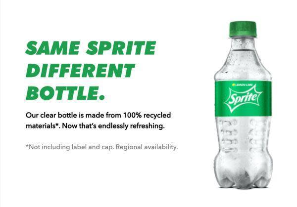 雪碧將換掉使用60多年的綠色瓶身，以愛護地球。（翻攝可口可樂公司網站）