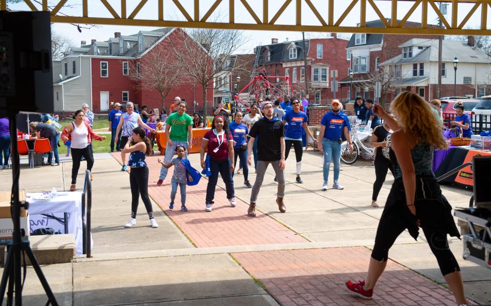 The Latino community has hosted cultural festivals since its earliest days in York County. Here, residents participate in a Zumba class during the Adelante Festival at Renaissance Park in the 200 block of East Princess Street in 2019. The Latino Connection sponsored this health and wellness festival.