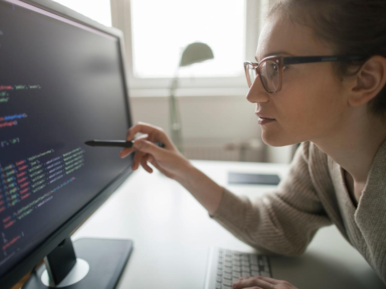 woman coding, coder, software engineer