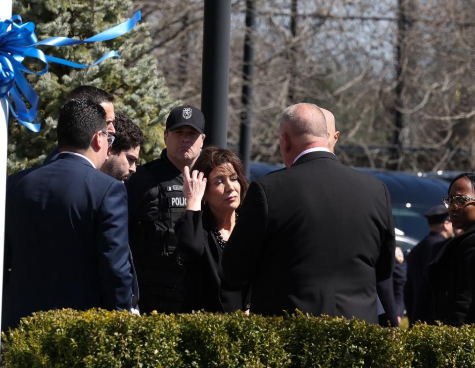A member of fallen Officer Jonathan Diller’s family told Gov. Hochul “his blood is on your hands,” a source told the Post. Dennis A. Clark for NY Post