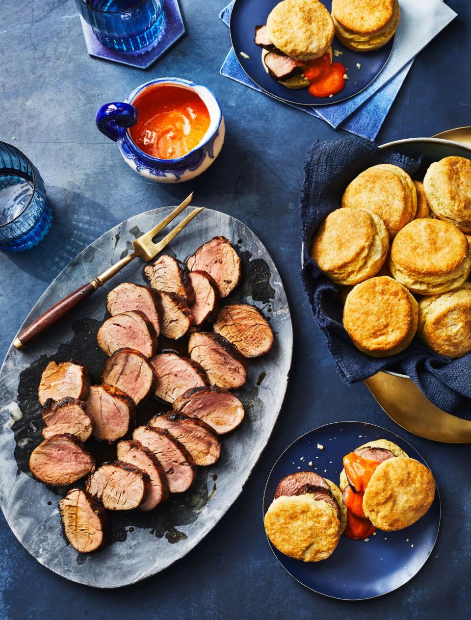 Pork Tenderloin Biscuits with Gochujang Mayo