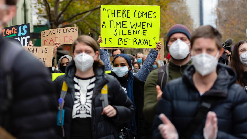 Tens of thousands of Melburnians, pictured here attending a Black Lives Matter rally.