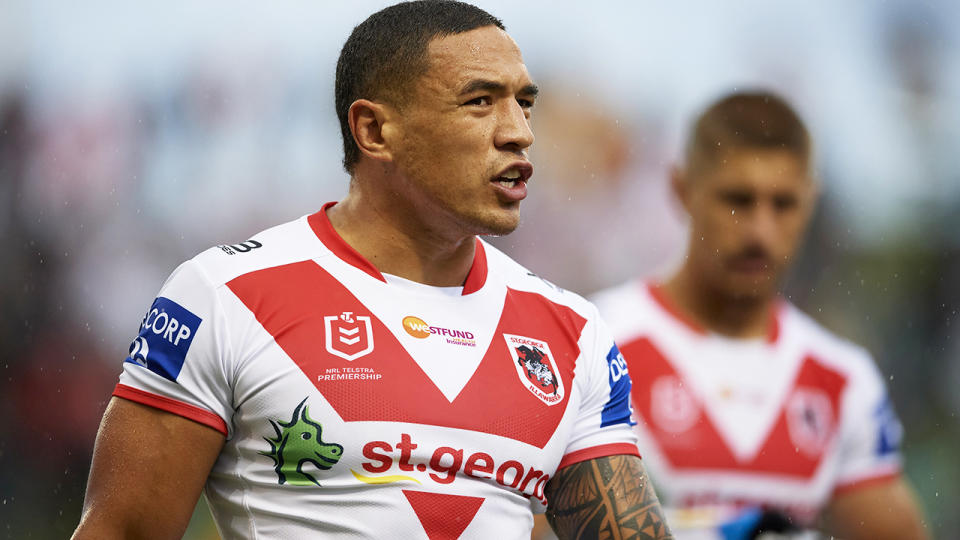 Tyson Frizell, pictured here in action for the Dragons against Wests Tigers.