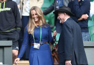 LONDON, ENGLAND - JULY 06: Kim Sears makes her way to her seat on Centre Court on day eleven of the Wimbledon Lawn Tennis Championships at the All England Lawn Tennis and Croquet Club on July 6, 2012 in London, England. (Photo by Paul Gilham/Getty Images)