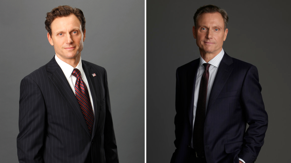 Tony Goldwyn in “Scandal” (left) and “Law & Order” (right)