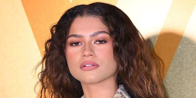 zendaya poses for a photocall at the louis vuitton menswear spring summer 2024 show