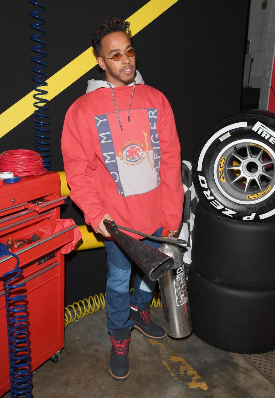 Lewis Hamilton attends the Tommy Hilfiger show during Milan Fashion Week Fall/Winter 2018/19 on February 25, 2018 (Getty Images)