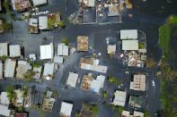 An aerial view shows the flooded neighbourhood of Juana Matos in Catano, Puerto Rico