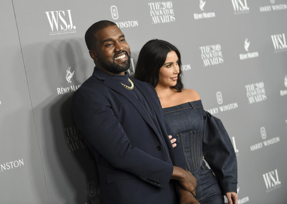 Kanye West, left, and wife Kim Kardashian West attend the WSJ. Magazine 2019 Innovator Awards at the Museum of Modern Art on Wednesday, Nov. 6, 2019, in New York. (Photo by Evan Agostini/Invision/AP)