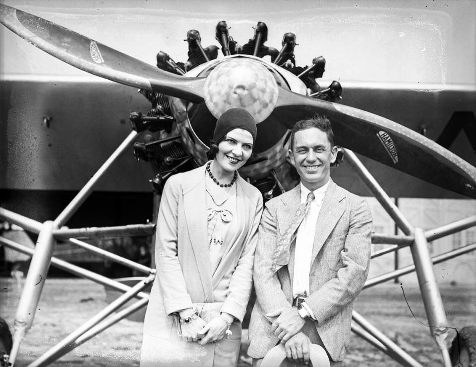 James Kelly is shown with an unidentified woman in this photo taken before his endurance flight with Reg L. Robbins in 1929. Kelly was killed in a plane crash less than a year later.