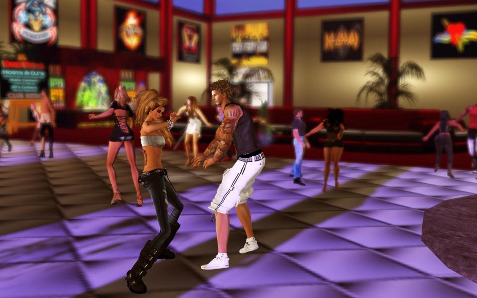 Little computer people boogie in a virtual nightclub inside Second Life - Linden Lab