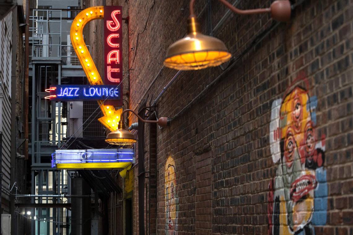 The entrance to the Scat Jazz Lounge in downtown Fort Worth, Texas, on Friday, July 29, 2022.