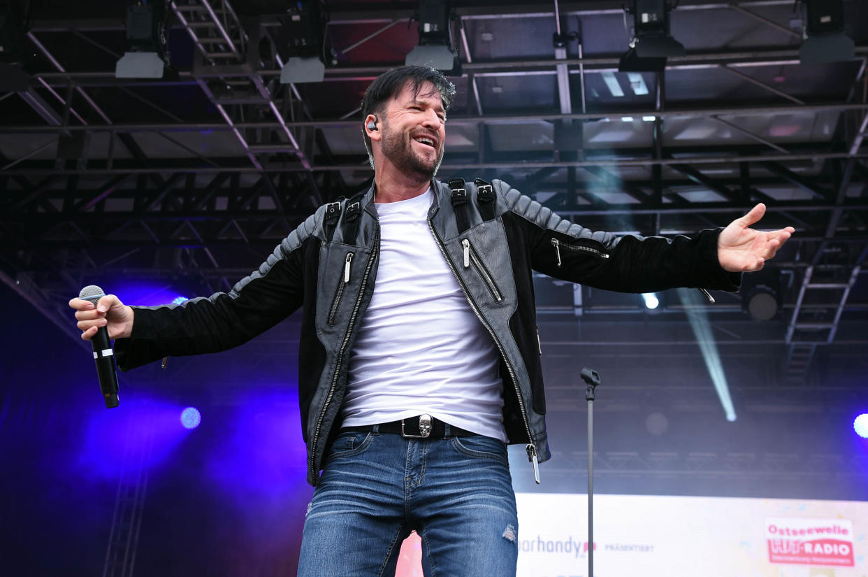 ROSTOCK, GERMANY - JULY 20: Michael Wendler performs onstage during the Rostock Ole Schlagerparty at IGA-Park on July 20, 2019 in Rostock, Germany. (Photo by Tristar Media/Getty Images)