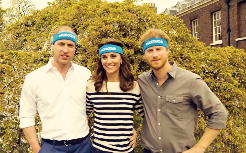 The Duke and the Duchess of Cambridge and Prince Harry sending out a powerful message to marathon runners - Credit: Heads Together/PA wire/Heads Together/PA wire