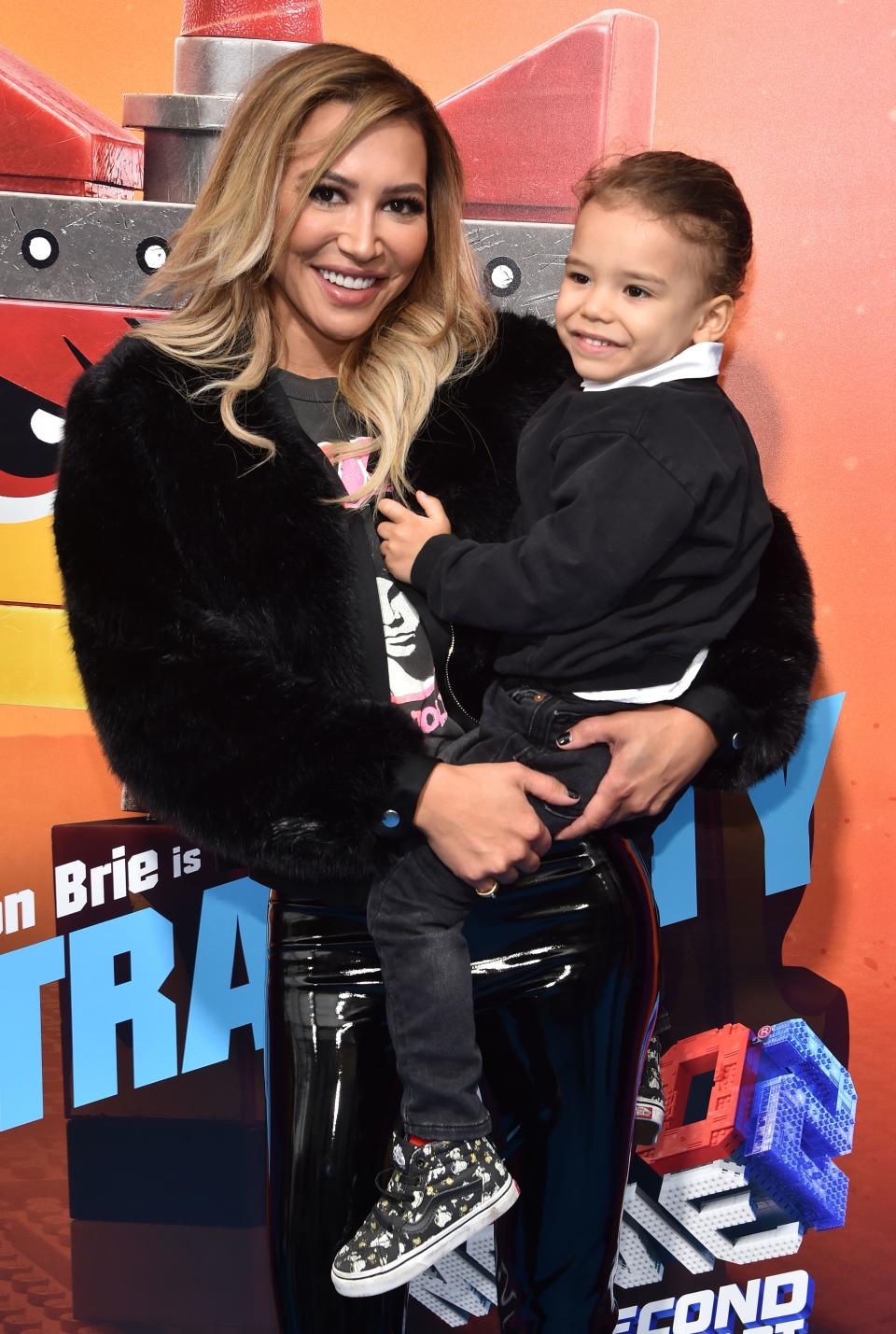 US actress Naya Rivera and son Josey Hollis Dorsey arrive for the premiere of "The Lego Movie 2: The Second Part" at the Regency Village theatre on February 2, 2019 in Westwood, California.