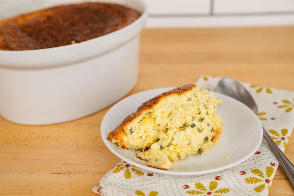 Sweet Corn, Green Chile and Cheddar Pudding