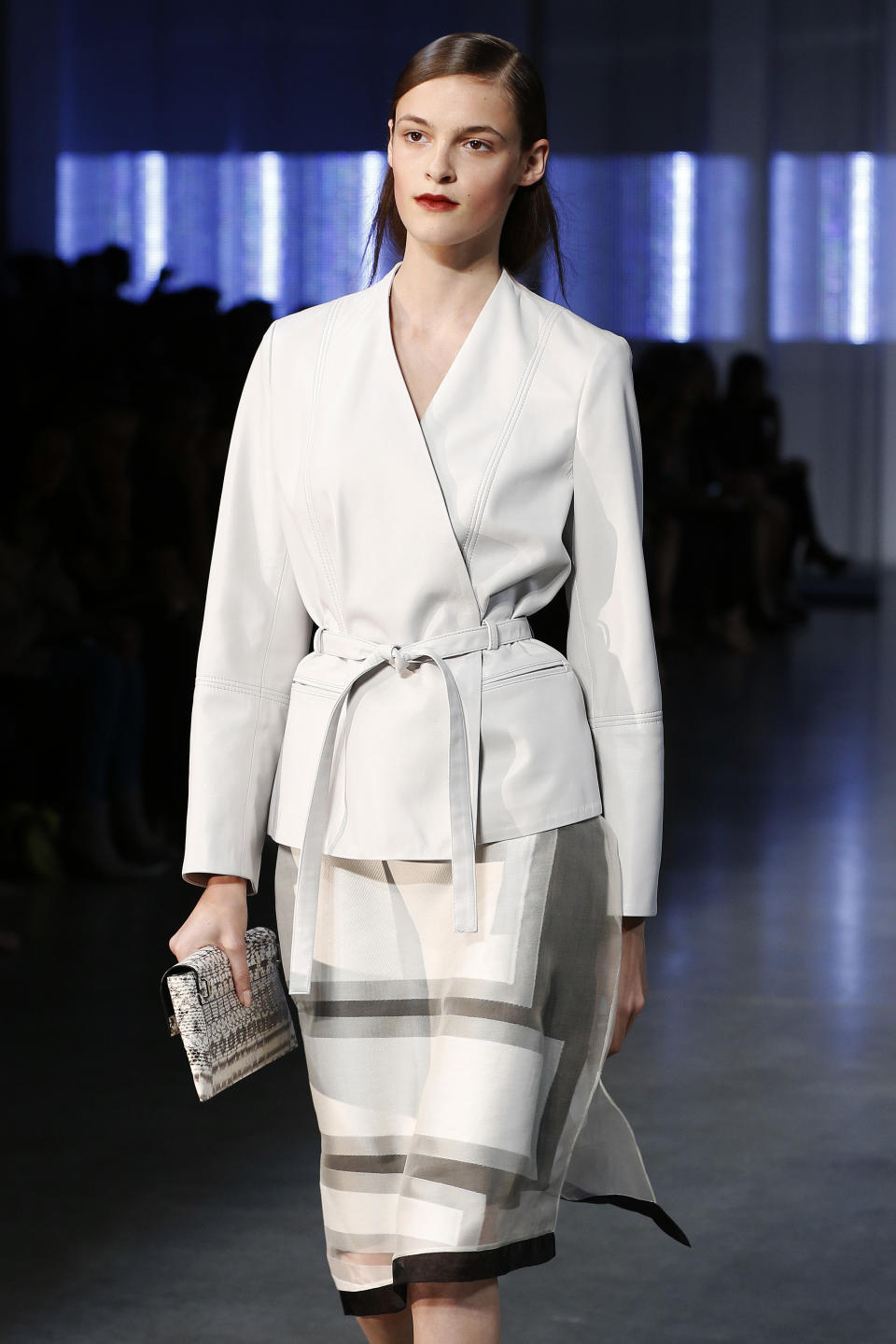 The Helmut Lang Spring 2014 collection is modeled during Fashion Week in New York, Friday, Sept. 6, 2013. (AP Photo/John Minchillo)