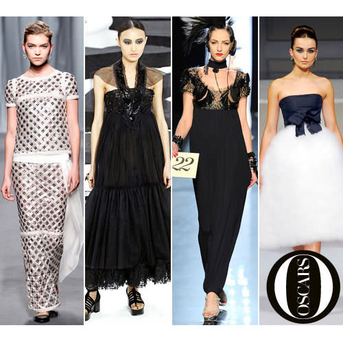 From left: Chanel Spring Couture 2011; Chanel Spring 2011; Jean Paul Gaultier Spring Couture 2011; Oscar de la Renta Spring 2011 Couture