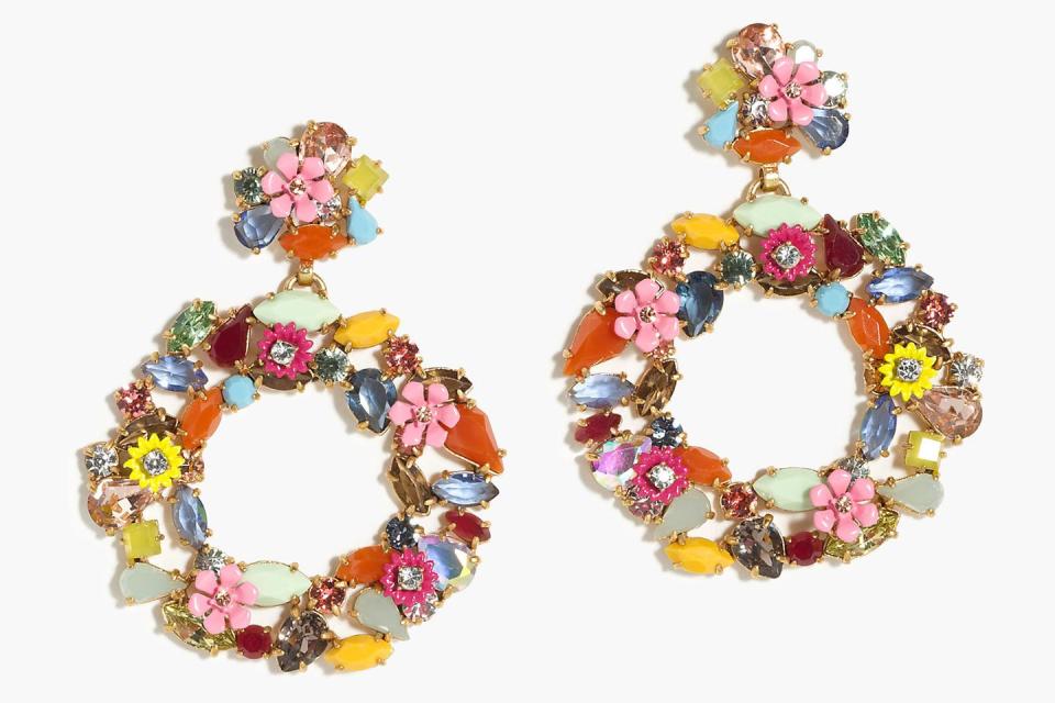 J. Crew Colorful Foral Hoop Earrings