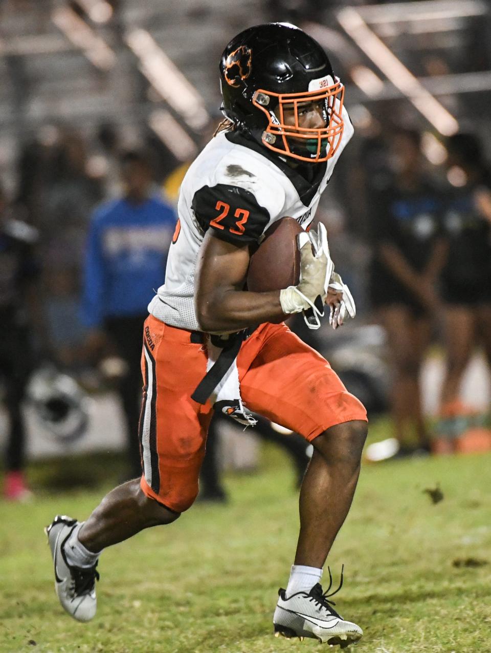 Latrison Lane of Cocoa gains big yardage against Titusville during their District 12-2S football game Friday, October 13, 2023. Craig Bailey/FLORIDA TODAY via USA TODAY NETWORK