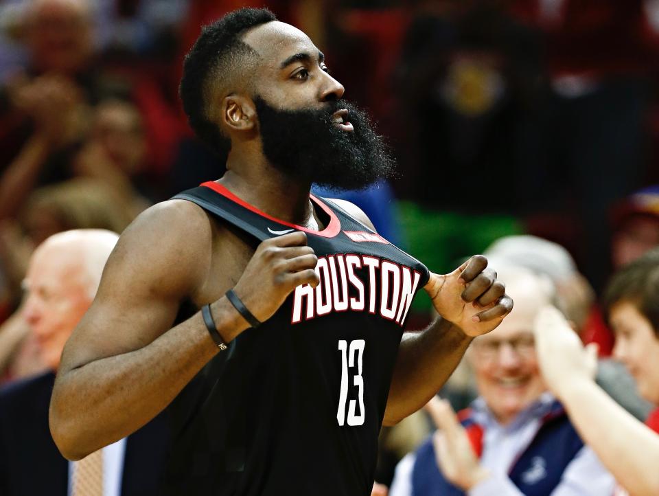 James Harden stepped into the arena with swag on Thursday and backed it up on the court. (Getty)