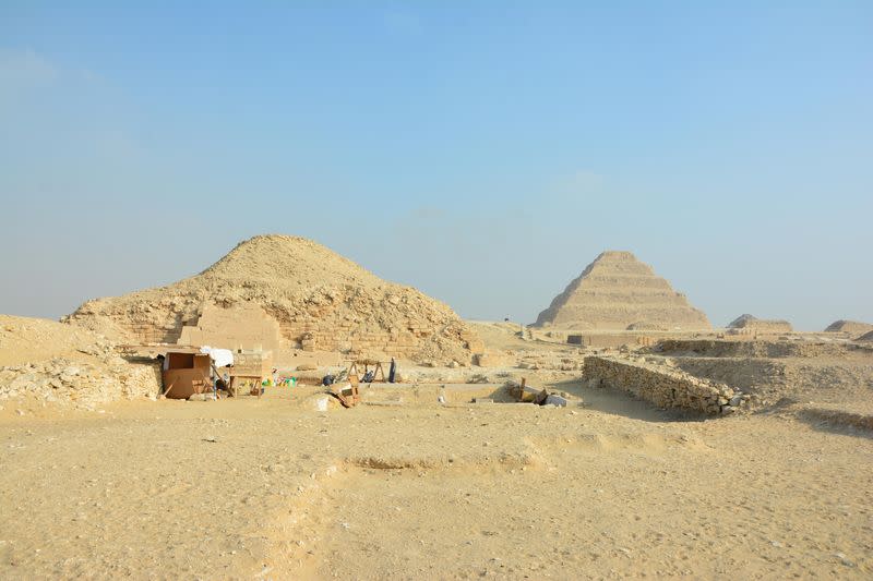 Saqqara Saite Tombs Project excavation area, overlooking the pyramid of Unas