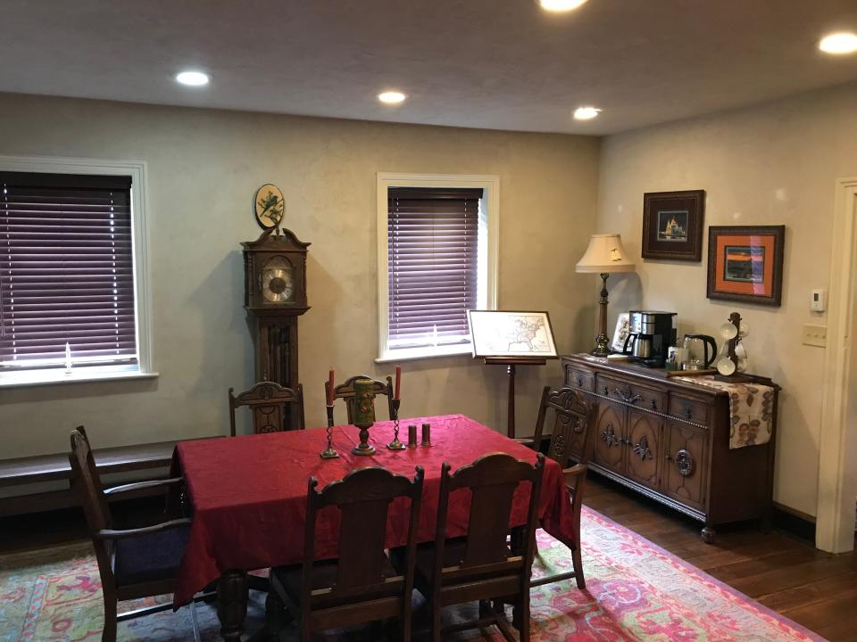 The large dining table at Epochary Inn, Ambridge.