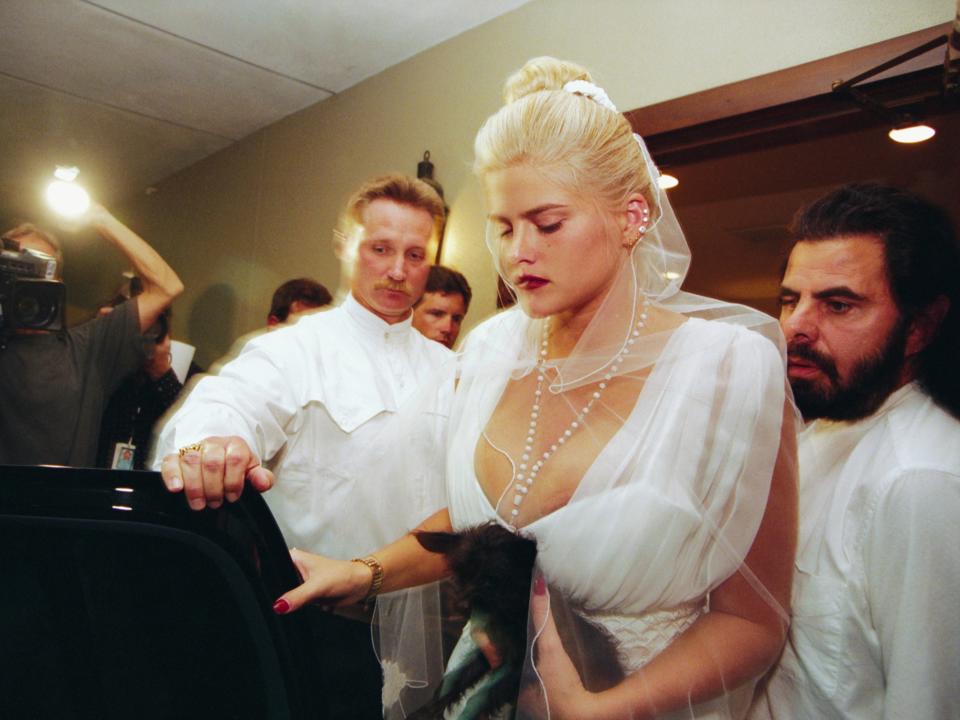 Anna Nicole Smith famously wore her wedding dress to J. Howard Marshall's memorial service in August of 1995.