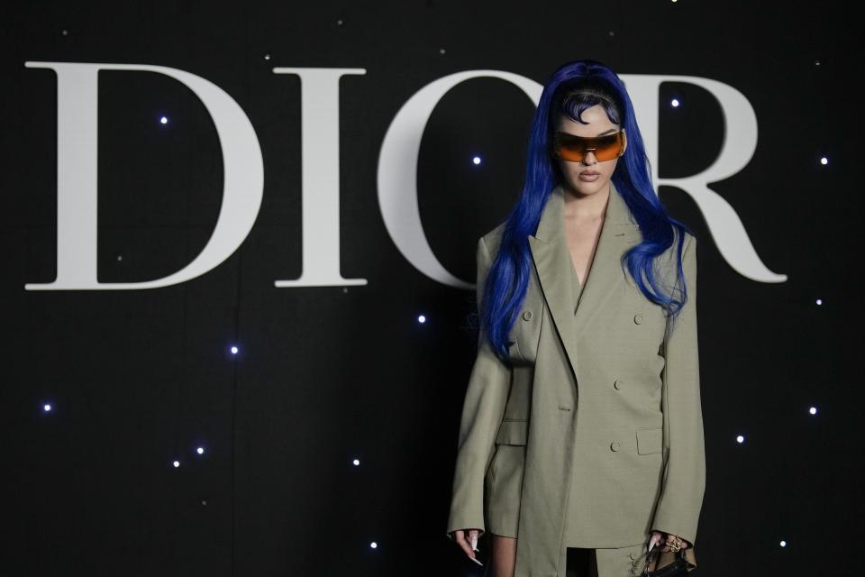 Sita Abellan arrives for Dior Menswear ready-to-wear Fall-Winter 2024-2025 collection presented in Paris, Friday, Jan. 19, 2024. (AP Photo/Christophe Ena)