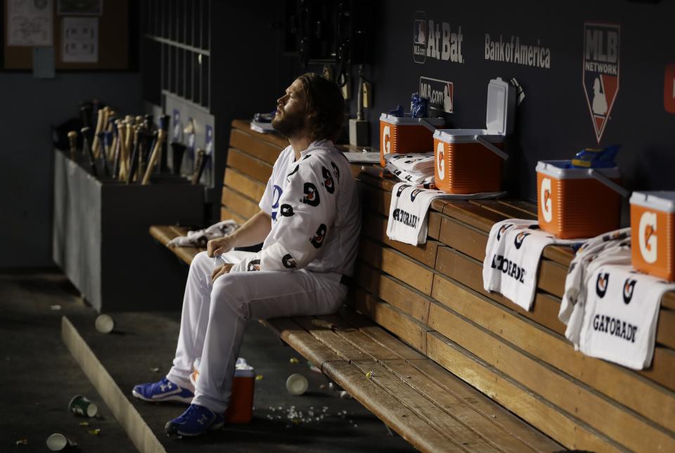 Clayton Kershaw threw four scoreless innings of relief in Game 7 of the World Series. (AP)