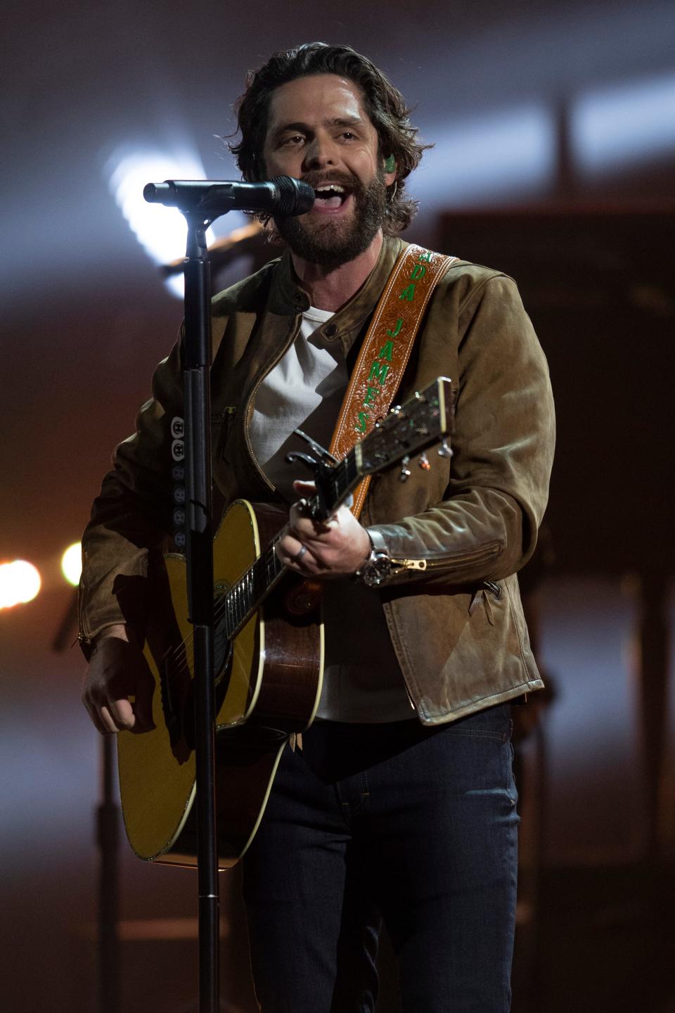 Thomas Rhett performs “What’s Your Country Song” during the 56th Academy of Country Music Awards at the Grand Ole Opry Saturday, April 17, 2021 in Nashville, Tenn. 