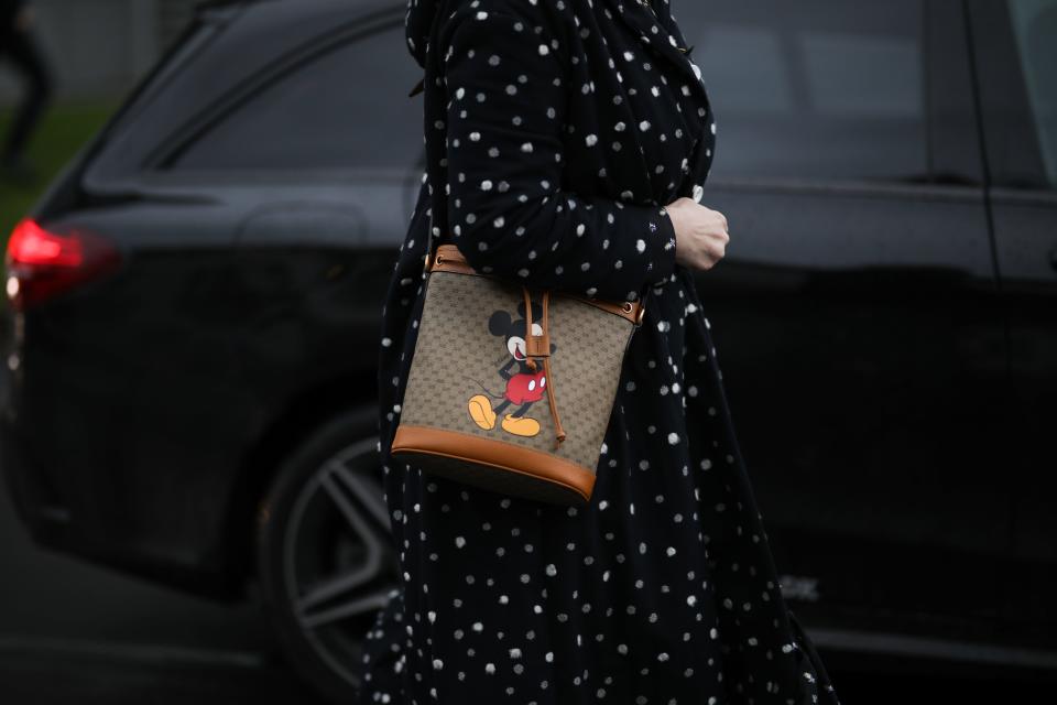 Gucci x Disney bag before Cecile Bahnsen on January 29, 2020 in Copenhagen, Denmark. (Photo by Jeremy Moeller/Getty Images)