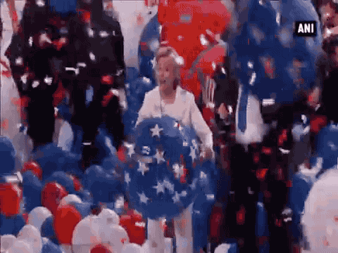 Hillary Throws Giant Balloon