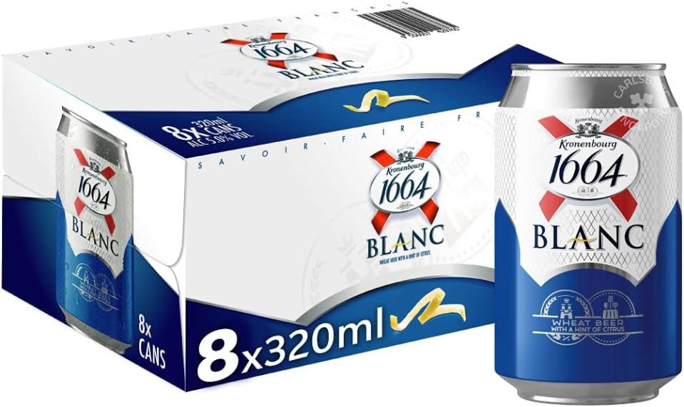 Kronenbourg 1664 Blanc Wheat Beer 320ml Can, (Pack of 8)