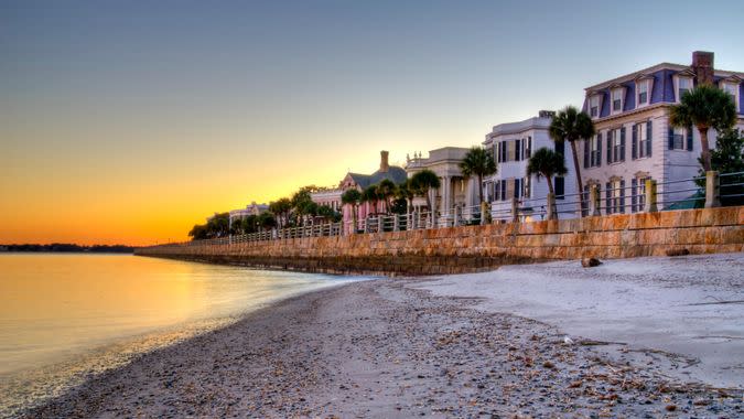 The Battery in Charleston, South Carolina at Twilight.