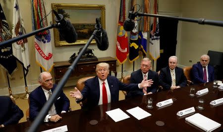 U.S. President Donald Trump speaks during his meeting with health insurance company CEOs at the White House in Washington, U.S. February 27, 2017. REUTERS/Kevin Lamarque