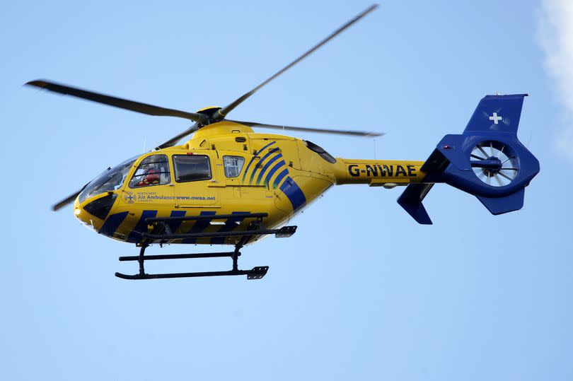 An air ambulance landed after the crash