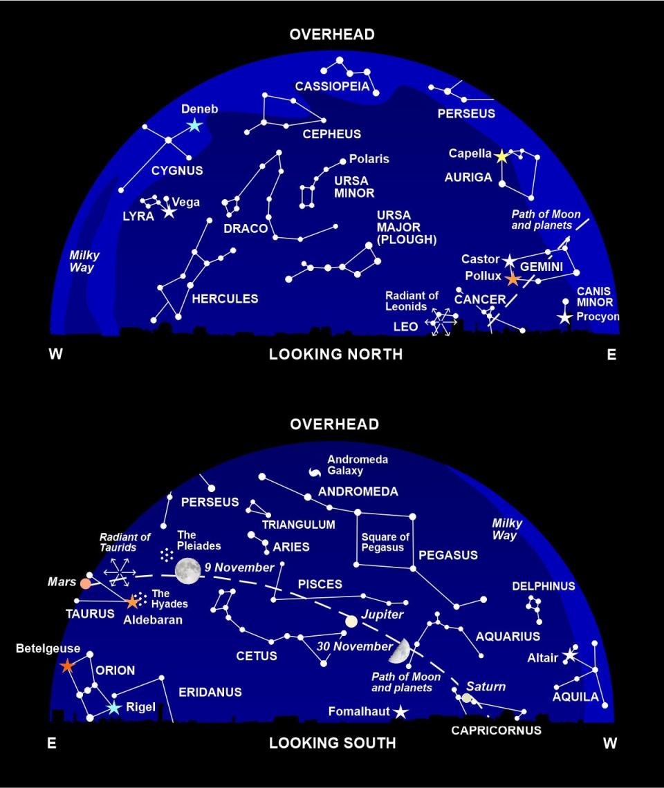 The night sky at around 11 pm this month (Nigel Henbest)