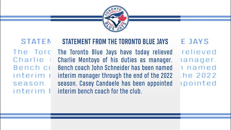 藍鳥開除總教練蒙托尤（Charlie Montoyo）。（圖／翻攝自藍鳥推特）