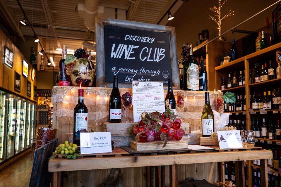 Discovery Wine Club sign inside Square Beverage in Fort Collins, as pictured on Oct. 6.