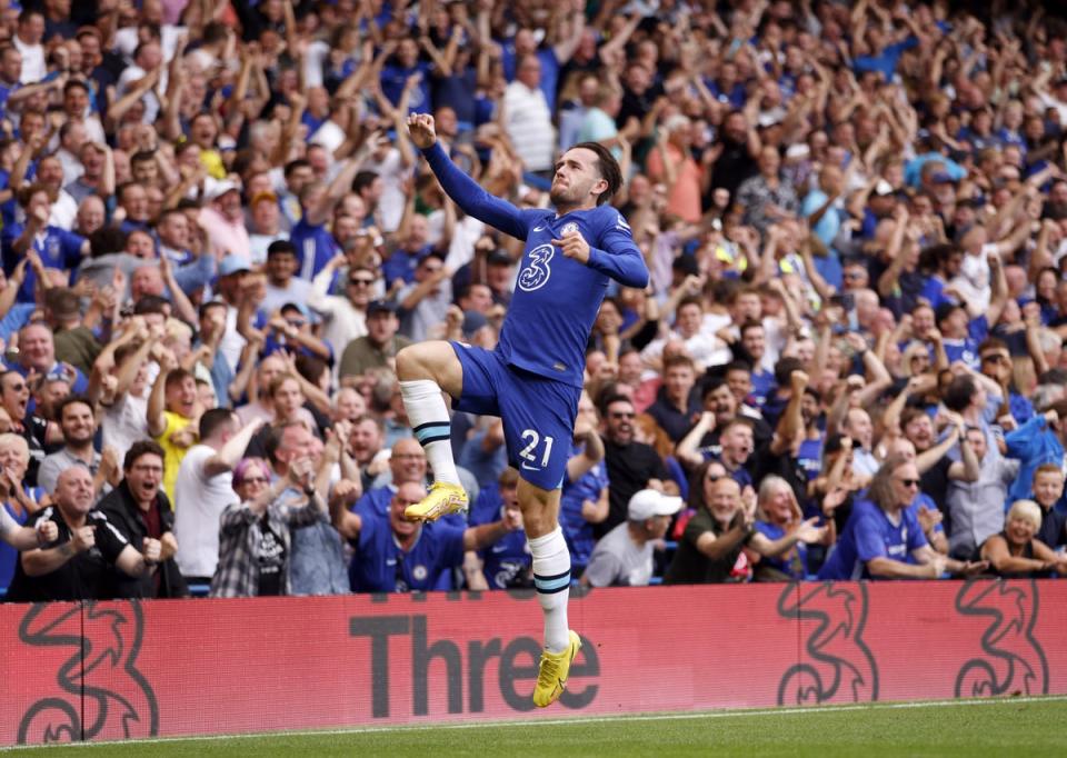 Ben Chilwell celebrates his goal in Chelsea’s win over West Ham (Steven Paston/PA) (PA Wire)