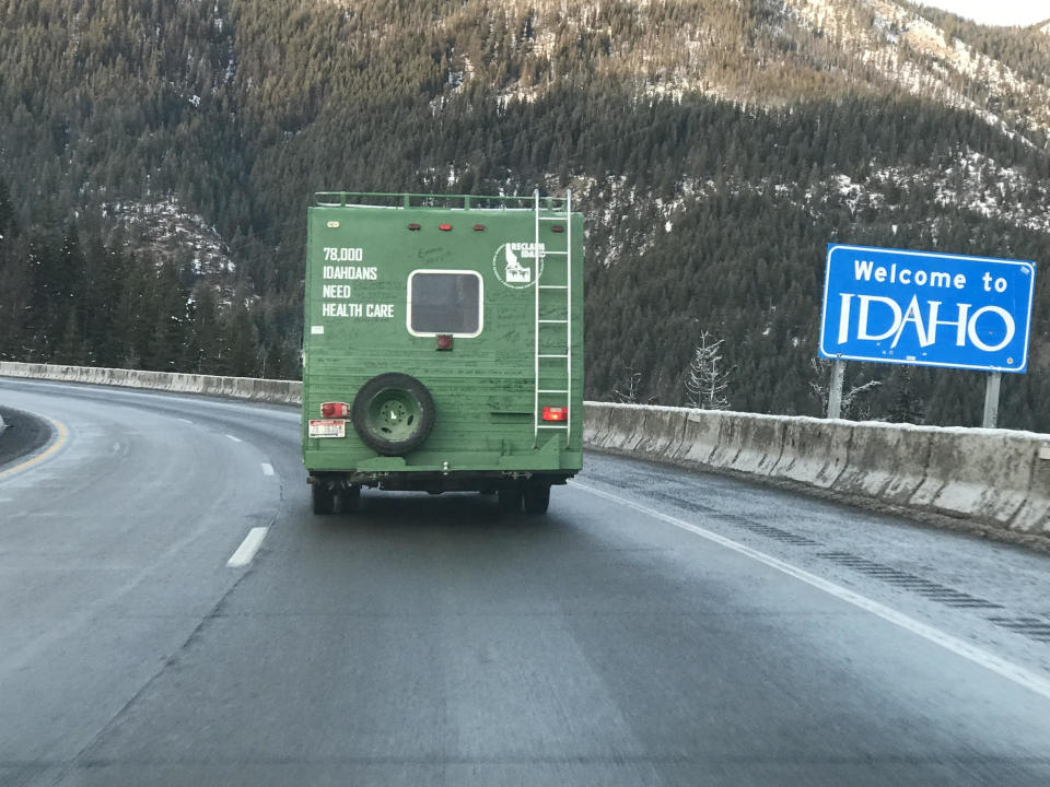 The Medicaid Mobile crosses from Utah back into Idaho on the Fourth of July Pass. (Photo: courtesy of Emily Strizich)