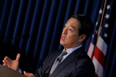 Joon H. Kim, the Acting United States Attorney for the Southern District of New York, speaks during a news conference to announce charges against 10 people, including four college basketball coaches and financial advisers, with bribery and fraud in connection with college recruiting in New York, U.S., September 26, 2017. REUTERS/Lucas Jackson