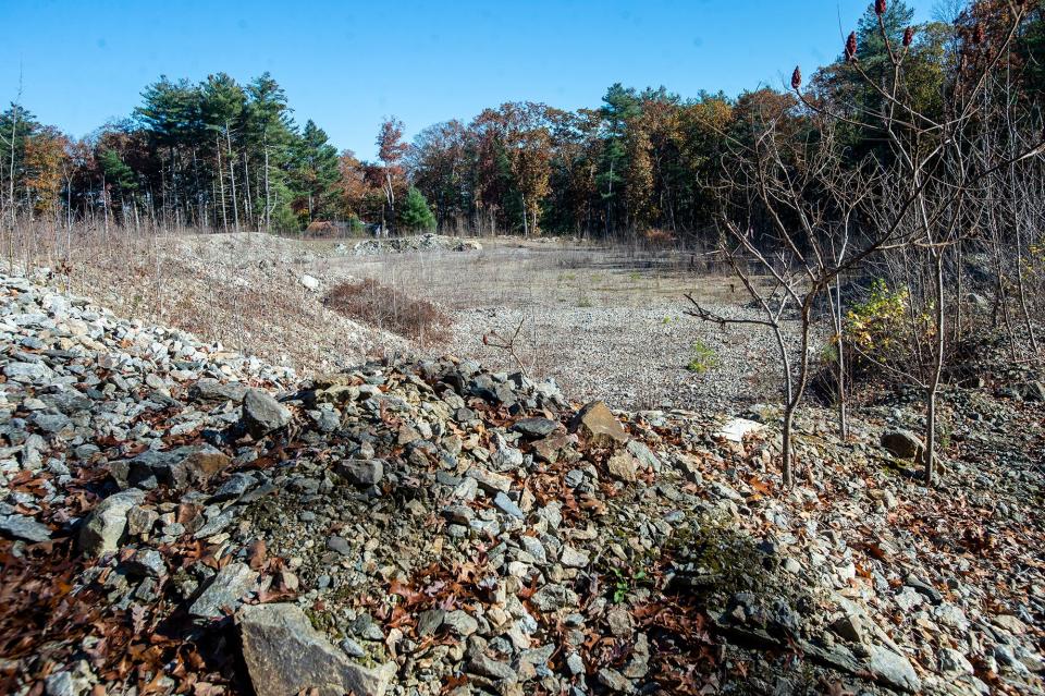 This land behind Livoli Road in Framingham was blasted and deforested to accommodate a school for autistic sudents back in 2016. The plan fell through, and the land is now part of a larger parcel that was purchased last year by a Waltham developer.