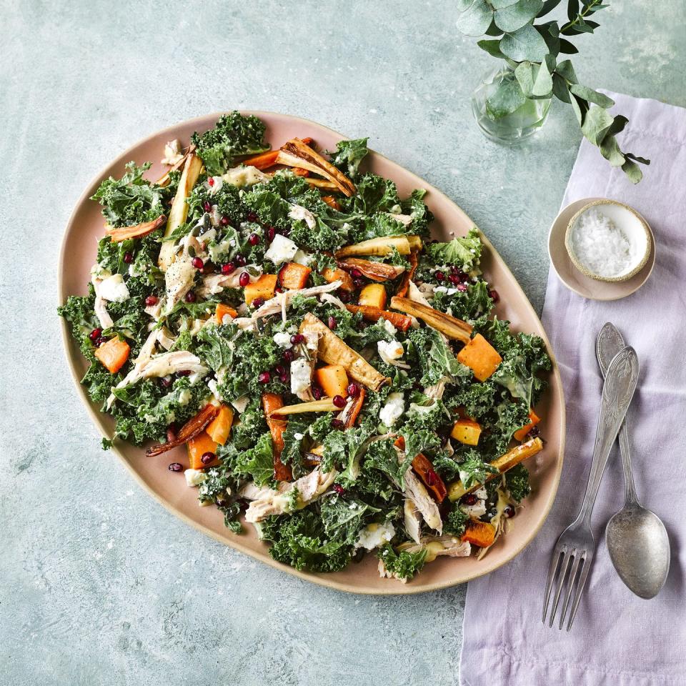 best turkey recipes turkey and kale salad with tahini dressing