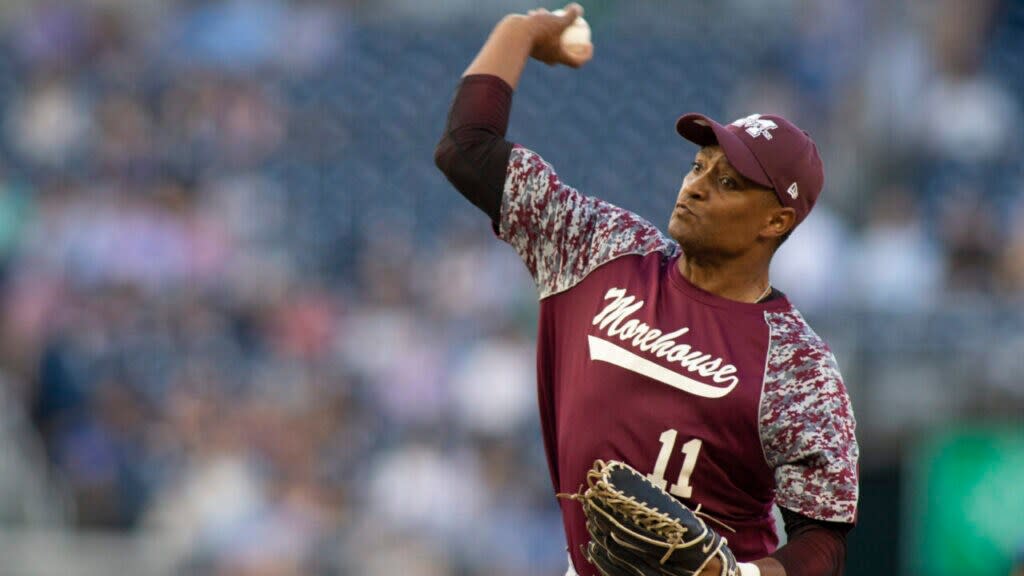 Rep Cedric Richmond (D-LA) throws a pitch during the Congressional Baseball Game on June 14, 2018 in Washington, DC. (Photo by Alex Edelman/Getty Images)